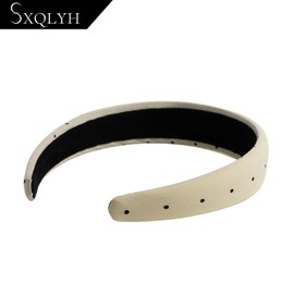 SXQLYH Headband Padded Wide, Polka Dot Fabric Headband, Women's Headband Padded Fabric, Soft Beautiful Dots Headbands, Padded Comfortable Headbands for Women Girls (Yellow)