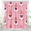 JONSEQIN Funny Gnome Shower Curtain Valentine's Day Red Love Heart