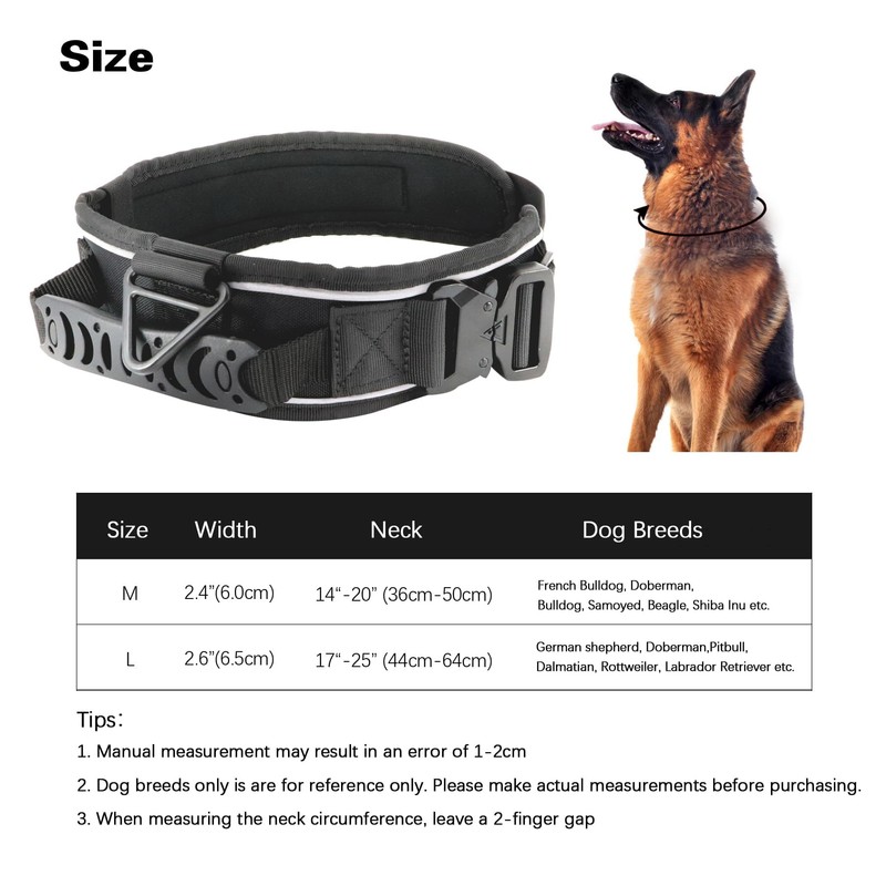 Comfluxe 2.5" Tactical Dog Collar for Medium Dogs, Adjustable Heavy