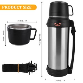 Stainless King Insulated Water Bottle,67oz Vacuum Insulated Thermos Coffee Bottle Tea Thermos, Stainless Steel Flask For Travel Hiking Camping Cycling