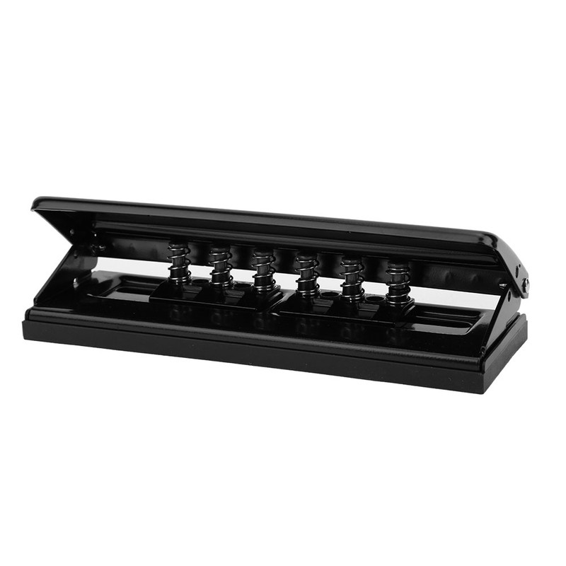 Six Hole Adjustable Punching Machine Paper Puncher Office Supplies Black