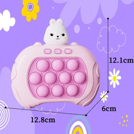 Quick Push Pop Game Machine Light-Up, Pop Quick Push Game Console with 4 Playing Modes, Electric Push Pop Toy, Bubble Stress Pop Light Up Game Squeeze Bubble Sensory Toy for Kids 6+ Year (Pink Rabbit)
