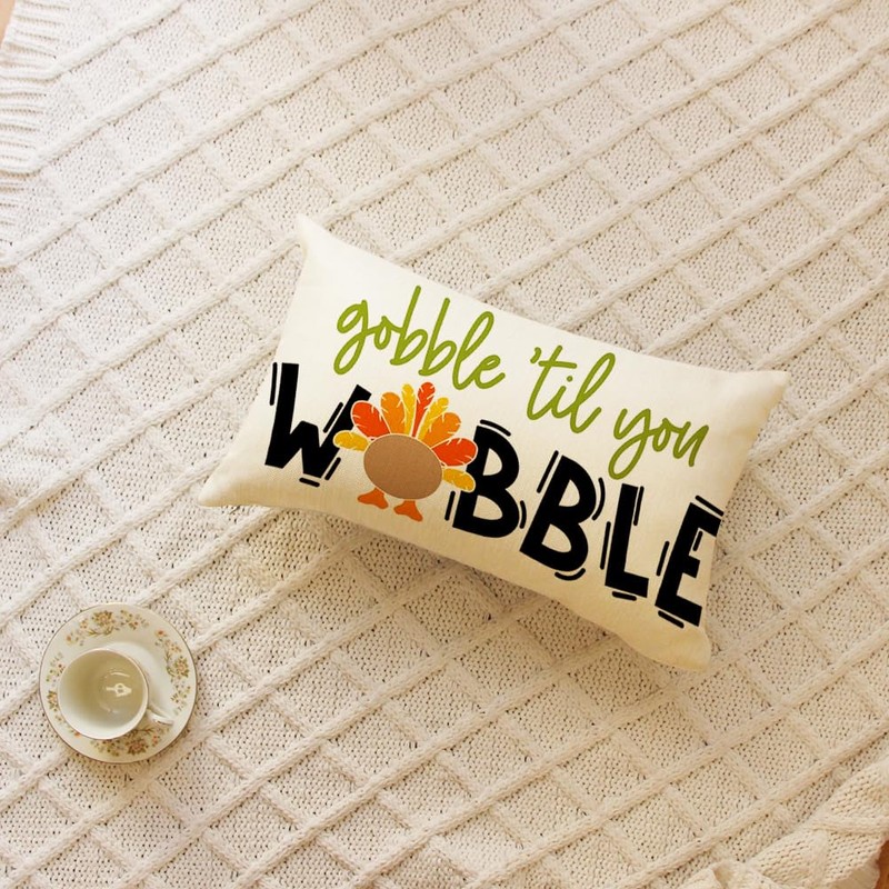 Ogiselestyle Gobble Thanksgiving Turkey Throw Pillow Cover, 12 x 20
