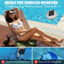 (2025 Upgrade) Cordless Robotic Pool Cleaner, Pool Vacuum for Above Ground Pool with 120 Mins Runtime, Auto-Parking Robot Pool Cleaner for Inground Flat Pools Up to 1000 sq.ft