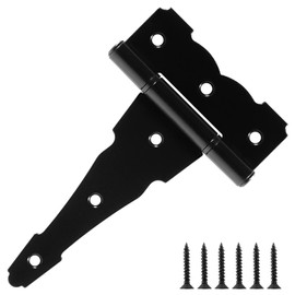 TDCHINGES Heavy Duty T-Strap Door Hinge Shed Storage Gate Barns Tee Hinges Matte Black Finish (6 Pack, 6Inch, 2.5mm) TH007