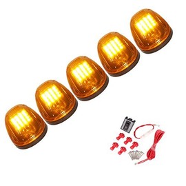 5 Pcs Amber Lens 16 Amber LED Cab Marker Clearance Light Roof Running Light Assembly 2003-2016 Fit For Dodge Ram 1500 2500 3500 4500 5500