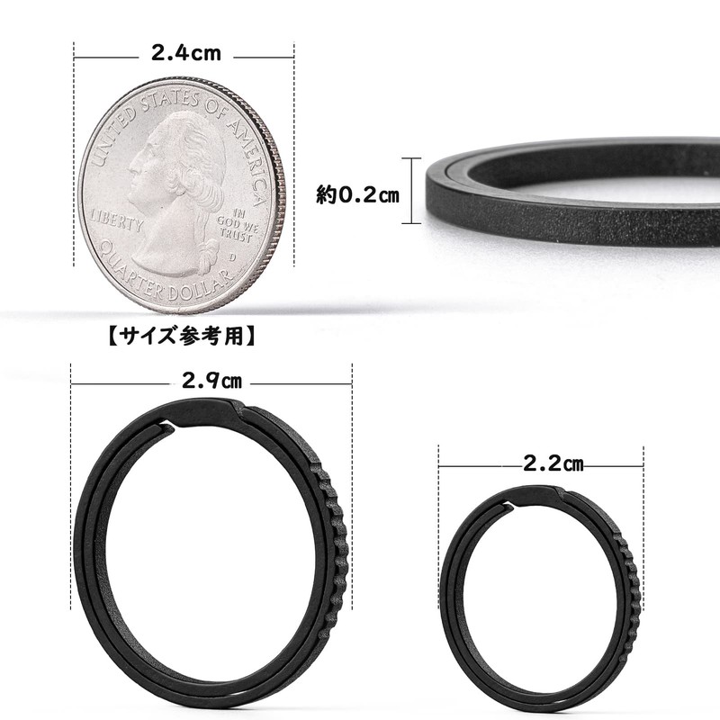 TIMULTI Men's Titanium Key Chain, Lightweight, Double Ring, Side Pushing