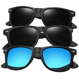 Joopin Oversized Square Sunglasses Polarized Sun Glassses UV400 Trendy Big Shades for Women Men Shady Rays (3 Pack Black + Blue)