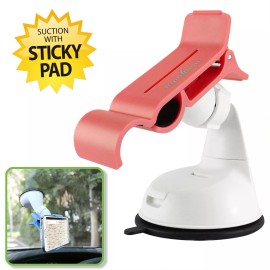 Car Windshield Dashboard Phone Holder for Phones up to 4.3 Inches Wide - Pink