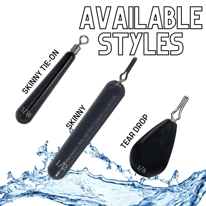 Reaction Tackle Tungsten Drop Shot (Silver, Skinny, 1/8)- Tie on