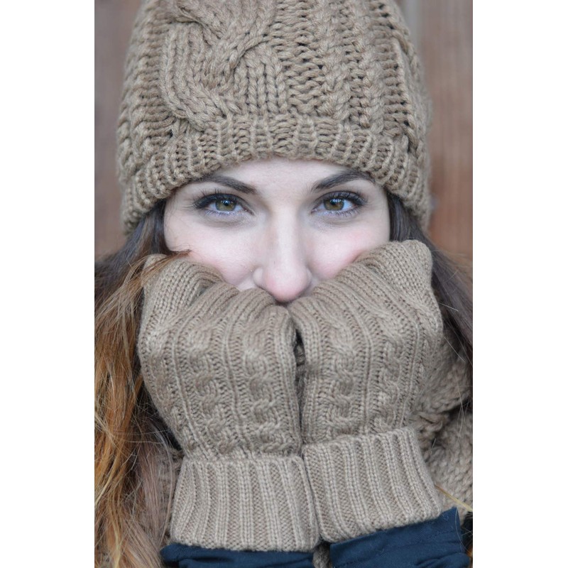 styleBREAKER Women’s Warm Cable Knit Gloves with Double Cuff 09010009