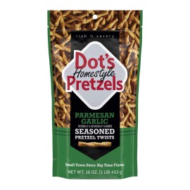 Hershey Dot'S Pretzels Parmesan Garlic Seasoned Pretzel Twists, Healthy Kids Snacks, 16O - Parmesan Garlic, 16 Ounce (Pack Of 1)