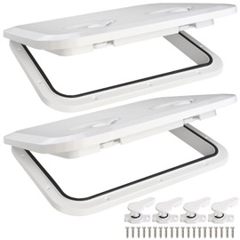 CLLOMAGY Marine Deck Access Hatch 17.3” X 12.4”,Marine Boat Hatch&Lid White Rectangle Boat Deck Access Door Lid for Bass/John/Fishing/Skiff/Sailboat/Yacht,Strong&Waterproof Cover-2PCS