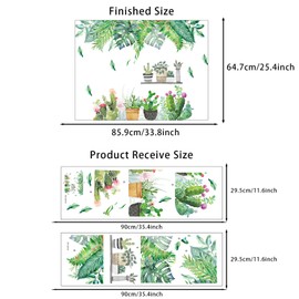 astylishome Wall Stickers Palm Leaf Decal Green Tropical Plant Leaves Walls Sticker Removable Peel and Stick Wallpaper for Living Room Bedroom Office Home Decor 1201