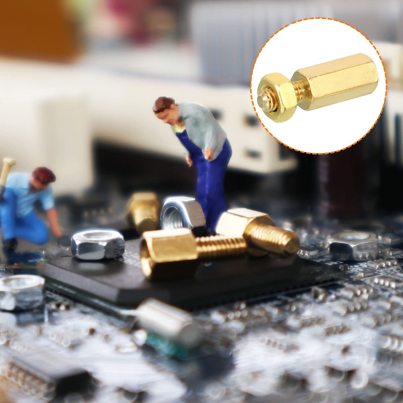 PATIKIL 10mm+6mm M3 Standoff Screws, 40 Pack Brass Hex PCB
