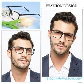 MARE AZZURO Blue Light Blocking Reading Glasses +3.0 Men Designer Flexible Readers 1.0 1.25 1.5 1.75 2.0 2.25 2.5 2.75 3.0 3.5 4.0 5.0 6.0 (Black, 3.00)