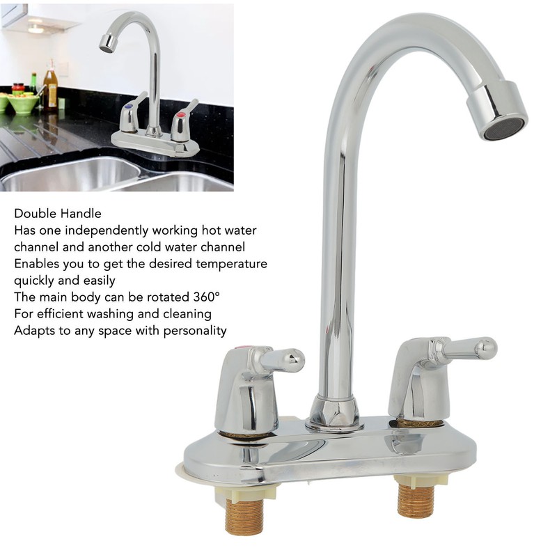 Sink Faucet 2 Handle 2 Holes Deck Plate Design Hot