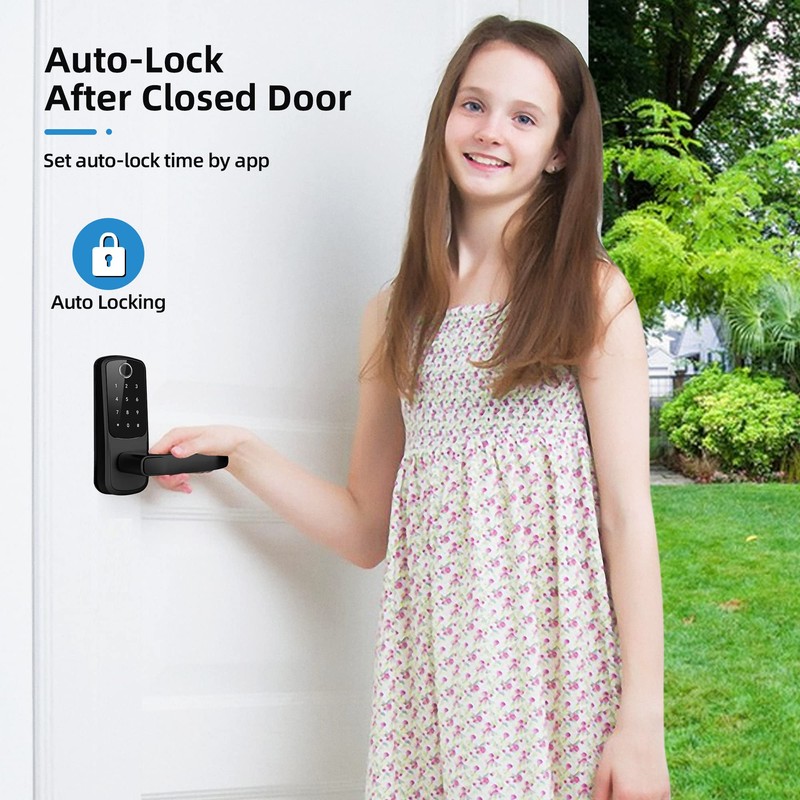 LORVIBO Smart Keyless Entry Door Lock, Fingerprint & Password, Black,