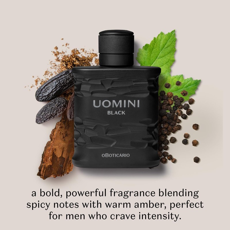 O BOTICARIO UOMINI BLACK Cologne for Men, Long Lasting Premium