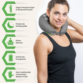 BACKLAXX ® Acupressure Neck Pillow with Flip Function and Buckwheat Filling - Acupressure Pillow Neck Pillow Against Headaches and Tension in the Neck - Acupressure Neck Pillow Aeroplane, Car