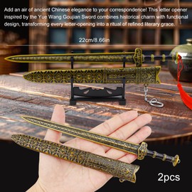 Medieval Style Letter Opener - Ancient Sword Design with Sheath & Display Stand, Decorative Envelope Mail Opener Tool for Home & Office