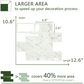 STICKGOO 10-Sheet Subway Tile Peel and Stick Backsplash, Self Adhesive Vinyl Wall Tiles, Stick on Backsplash for Kitchen and Bathroom(Thicker Design)