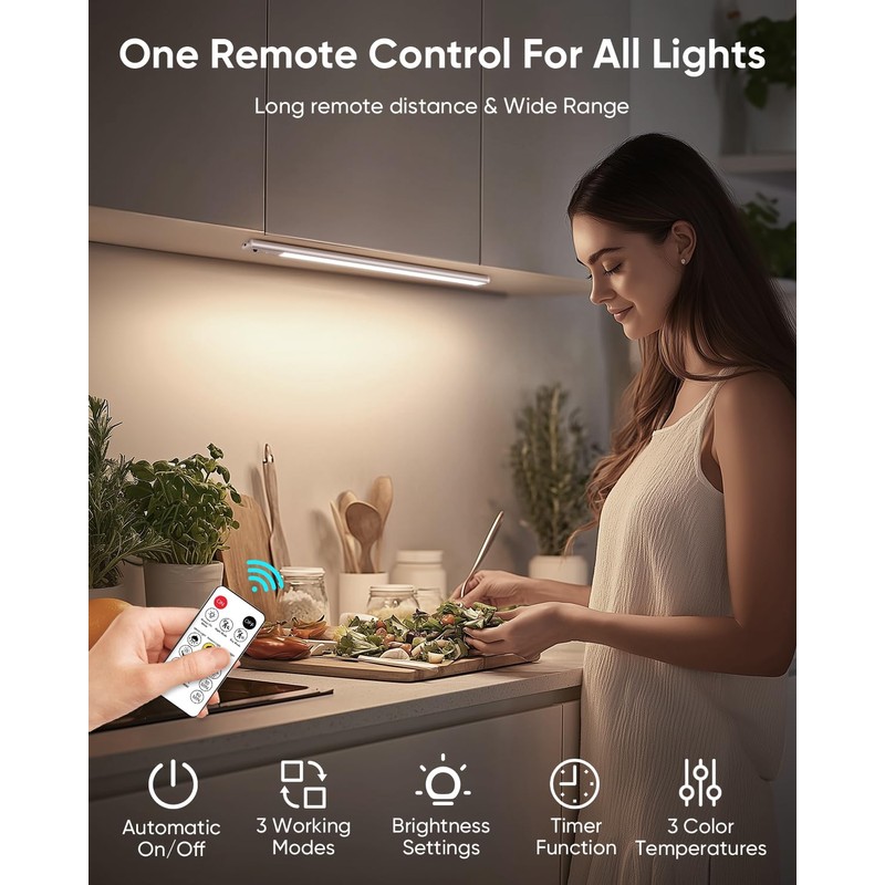 Under Cabinet Lighting Wireless, 2200mAh Rechargeable Motion Sensor Light Indoor,