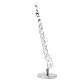 Musical Instrument Model 11cm Copper Miniature Sliver Flute with Stand and Case for Instrument Collectible Model Home Decoration Ornaments