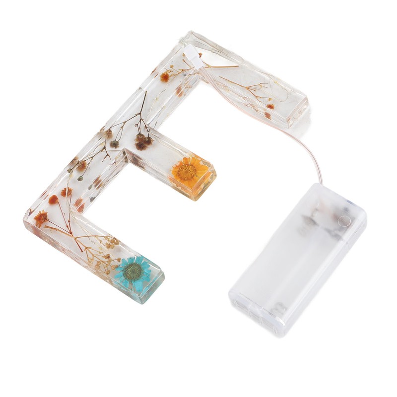 Floral Resin Letter Light Dry Flower and Alphabet Shape LED