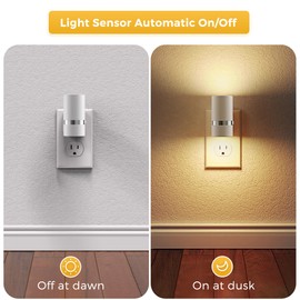 L LOHAS LED Night Lights Plug into Wall, Plug in Night Light with Light Sensor, Dimmable 0-100LM, Soft White 3000K, Wall Sconce-Style Design Night Light for Bedroom, Hallway, Stairs, 2 Pack