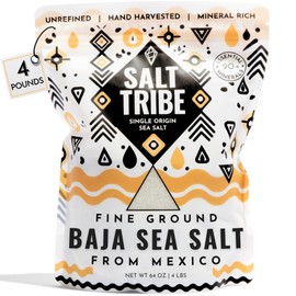 Salt Tribe™ | Baja Sea Salt | Mineral Rich | 90+ Trace Minerals | Fine Ground | Hydration Support | Sal Organica | Low Sodium | Organic & Unrefined | Single Origin Mexico | 4 Pounds