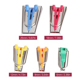 Bias Tape Maker Bias Tape Tool, Stainless Steel Sewing Accessories, 5 Sizes - 6 mm / 9 mm / 12 mm / 18 mm / 25 mm, Tape Maker Set for DIY Patchwork