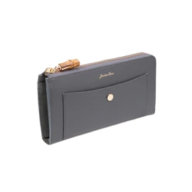 Jewelnarrows No.15147 Long Wallet, Genuine Leather, Folly Wallet, Large Capacity, gray (dark gray)