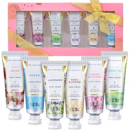 Hand Cream Gift Set - Spa Luxetique Hand Cream Set - 6x30ml Shea Butter Hand Moisturiser, Mini Hand Cream for Very Dry Hands with Vitamin E, Natural Aloe, Gift Sets for Women