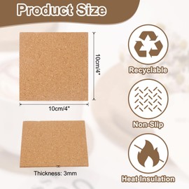 uxcell 20pcs Cork Coasters for Drink, 4 Inch Square Drink Coaster Absorbent Bar Coaster for Wine Glasses Cups Mugs Home Tabletop Decoration