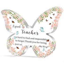 WTOPP Teacher Appreciation Gifts For Women Butterfly-Shaped Acrylic Plaque Teachers Gifts, Gifts For Teacher Christmas Teachers Day Birthday Graduation Season