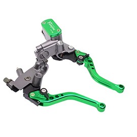 Universal Motorcycle Bike 7/8" 22mm Handlebar Brake Master Cylinder Perch Line Clutch Lever Set, Compatible with Street Bike, Pit Bike,ATV, Pedal Bike, for Honda Kawasaki Suzuki Yamaha (Green)