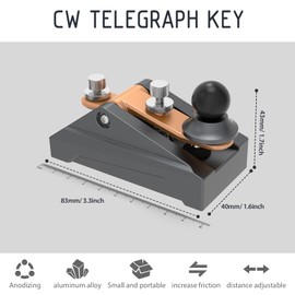 CW Morse Code Key - Pocket Morse Code Telegraph Key Aluminum Alloy Base Grey for Amateur Radio Ham Operators, Adjustable Tension (Grey)