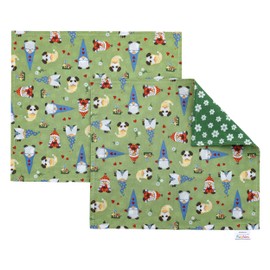 Funkins Reusable Cloth Placemats for Kids & Lunch Boxes | Reusable, Eco-Friendly | 15"x13", 2-ply, Thick, Absorbent, Machine Washable | Set of 2 Placemats (Gnomes)