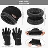 Winter Beanie Hat Neck Warmer Scarf Touchscreen Gloves 3 Pcs