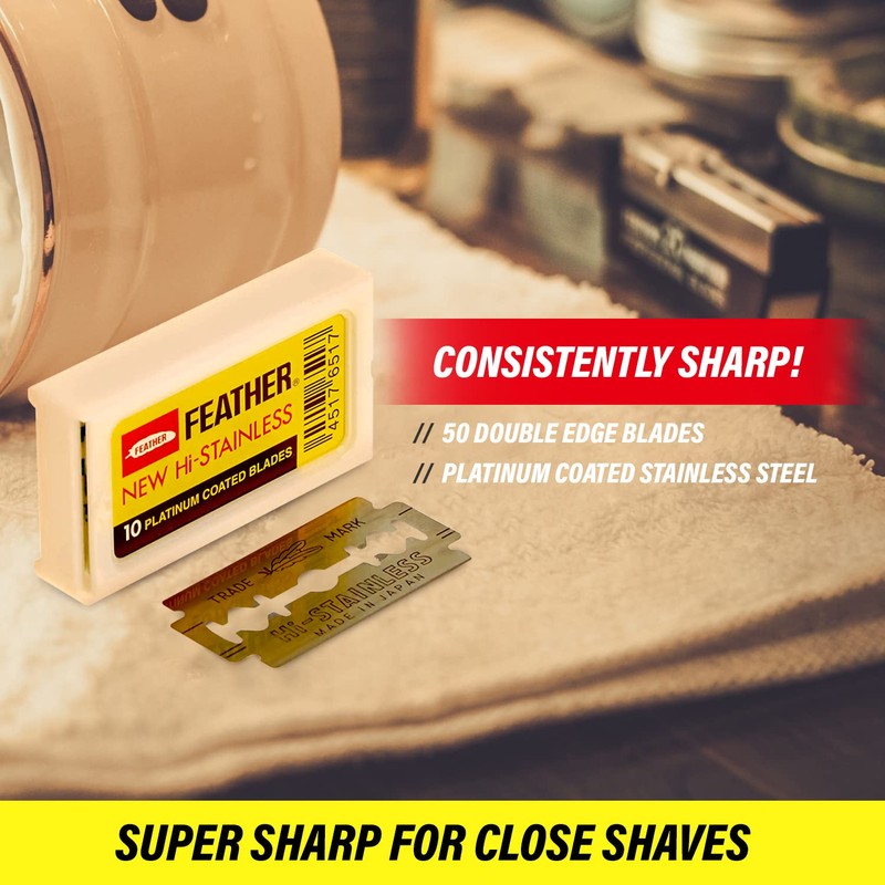 200 Feather Razor Blades NEW Hi-stainless Double Edge