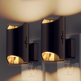 L LOHAS LED Night Light, Dimmable Night Lights Plug into Wall, Dusk to Dawn Sensor, Soft White 3000K, 0-100LM, Plug In Night Light, Modern Nightlights for Hallway Bedroom Stairway Bathroom, 2 Pack