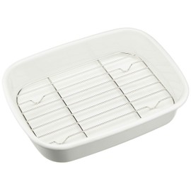 Pearl Metal Tempura Tray Enamel Blanc Kitchen HB-3679 White (Approx.) Width 9.4 x Depth 7.1 x Height 2.0 inches (24 x 18 x 5 cm)