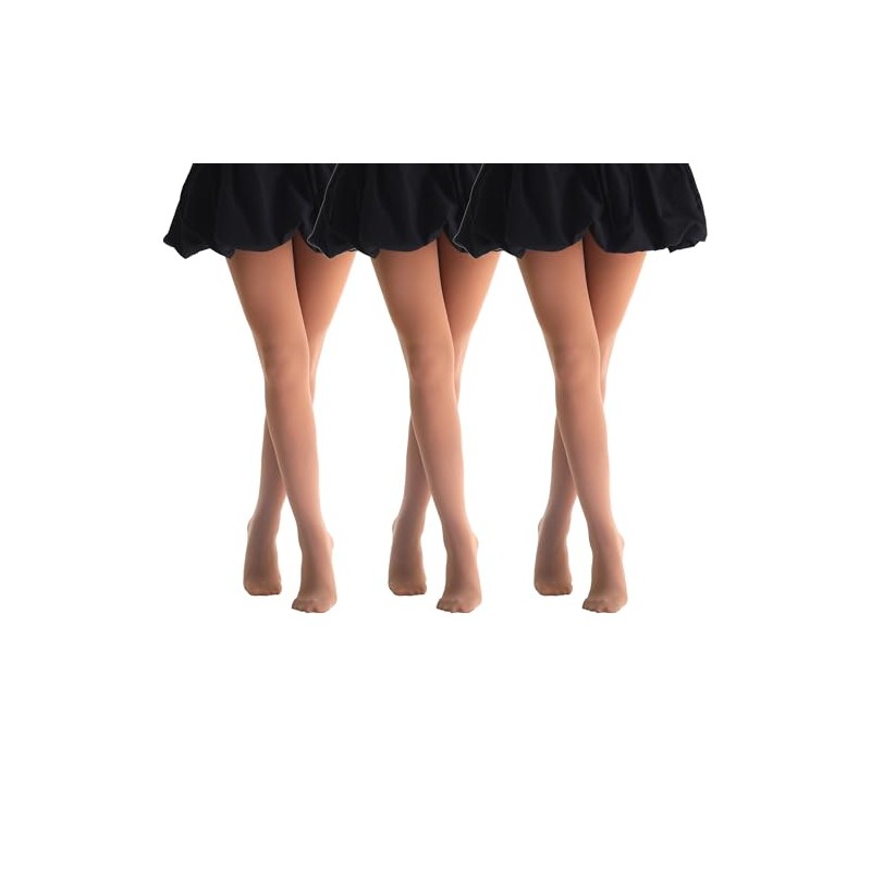 EVERSWE 3 Pairs Pack Girls Microfiber Tights (Suntan, 11-13)