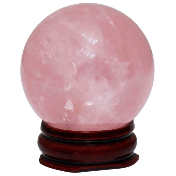 mookaitedecor Natural Rose Quartz Crystal Ball with Wooden Stand, Healing