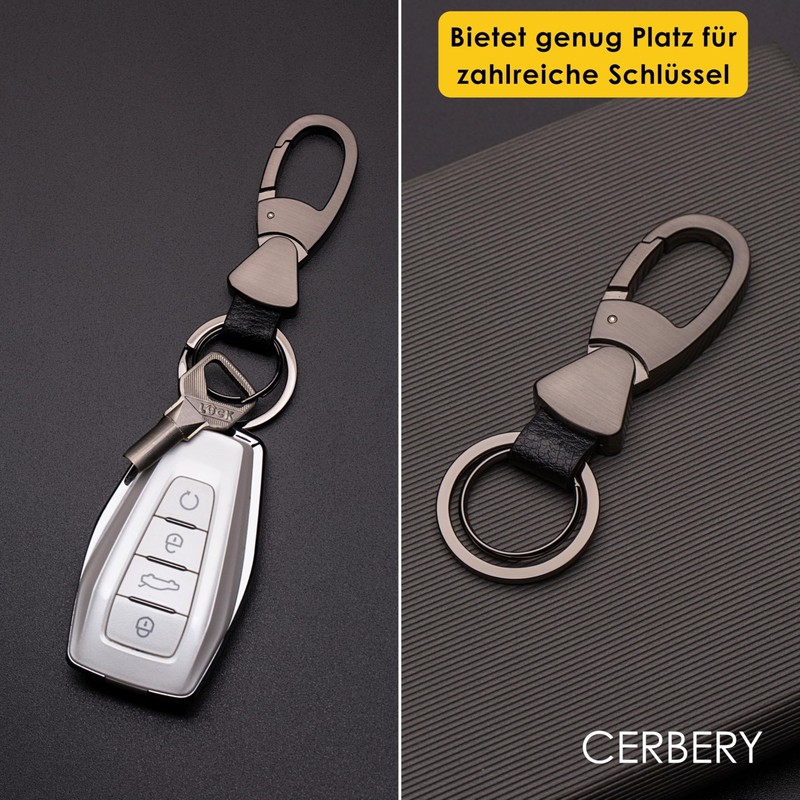 Cerbery - Leather Keyring with Rings and Gift Box -