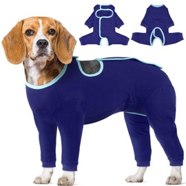 IECOii Dog Recovery Suits,Leg Protector,Lick Sleeve,Prevents Licking,Bite & Infection,Dog Surgery Recovery Suits,Post Op Dogs Suit,Easy-On Long Sleeve DogOnesie for Surgery,DogBody Suit,Blue,XL