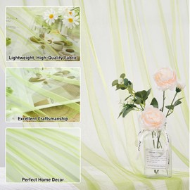 GFCC Voile Curtains, 90 Drop 2 Panels Green Net Curtains for Windows Rod Pocket Sheer Curtain Semi Transparent Eyelet Sheer Curtain Panel for Bedroom Kitcken Living Room W60xL90 Inch (152 x 228cm)