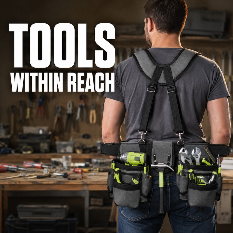 Adjustable Tool Belt for Work – 32–66 Inch Nylon Belt