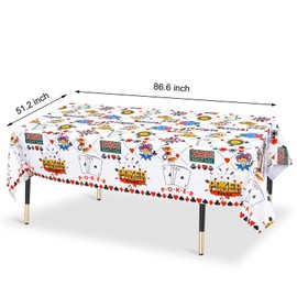 KRUCE Pack of 3 Playing Cards Party Tablecloths, Casino Playing Cards Clubs Theme Plastic Table Cloth Party Decorations, 220 x 130 cm